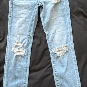 American Eagle Outfitters Blue Skinny Jeans Distressed Details (Pride) Hi- Rise